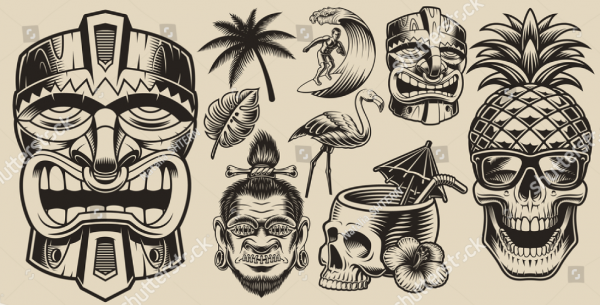 Motif Tiki Hawaii